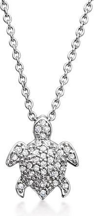 Ross-Simons Diamond Turtle Pendant Necklace in Sterling Silver