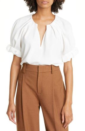 A.L.C. Carey II Pleated Woven Top in White 1 at Nordstrom, Size 12