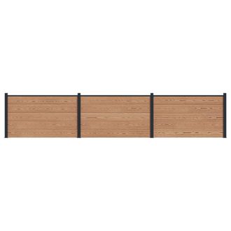 vidaXL Panel De Valla 3 Pcs Wpc Y Aluminio Marr&oacute;n Vidaxl