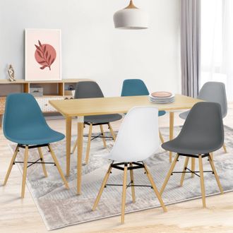 IDMarket Idmarket - Lote De 6 Sillas Sandra Color Mixto Blanco, Gris Claro, Gris Oscuro X2, Azul Pato X2