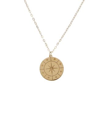 Italian Gold, Inc 10K Compass Disc Pendant Adjustable Necklace