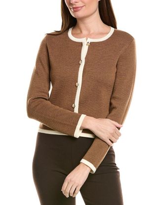 Bruno Magli Tipped Merino Wool Cropped Jacket