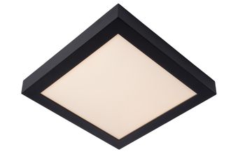 Lucide BRICE Dimmable Stylish Square Bathroom LED Flush Ceiling Light in Black