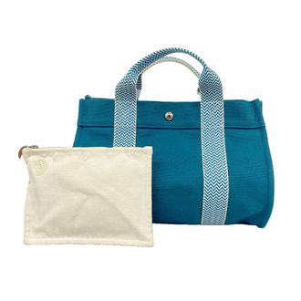 Herm&egrave;s Blue Canvas Tote Bag (Pre-Owned)