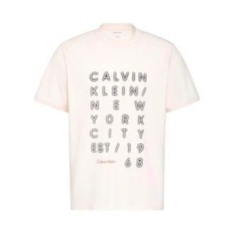 Calvin Klein Jeans 20s Lights Grap Casual T-shirt - Heren - T-shirts - Beige - M - Katoen - Tops