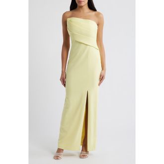 Vince Camuto Origami Pleated Strapless Column Gown in Buttercup at Nordstrom, Size 12