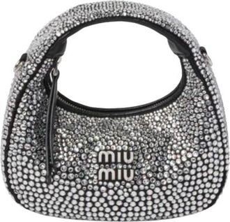 Miu Miu Crystal Embellished Raso Starlight Mini Hobo Bag
