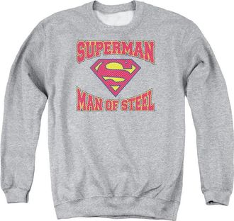 Gildan Superman Man Of Steel Jersey Adult Crewneck Sweatshirt