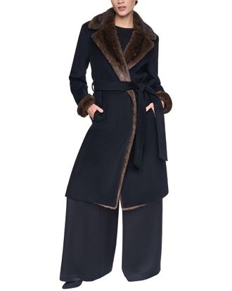 Halston Heritage Wool-Blend Notch Collar Coat