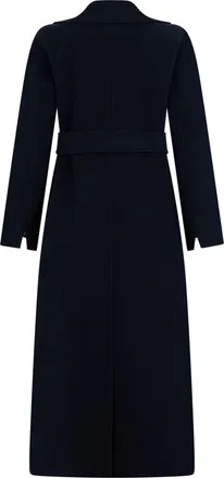 Max Mara Womens Long Coat Poldo Blue Wool Virgin