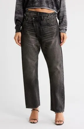 R13 Crossover Straight Leg Jeans in Arvin Black at Nordstrom Rack, Size 28