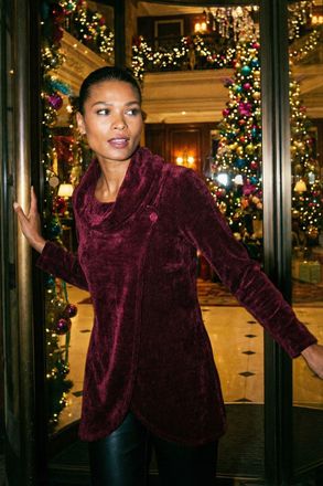 Roman Chenille Cowl Neck Tunic Top