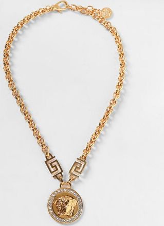 Versace Collana Medusa in ottone con strass incastonati