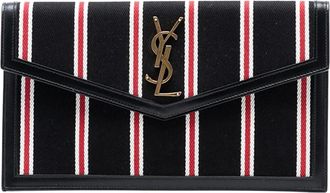 Saint Laurent Pre-owned Clutches, female, Black, Size: ONE SIZE Pre-owned Vintage Striped Clutch Bag