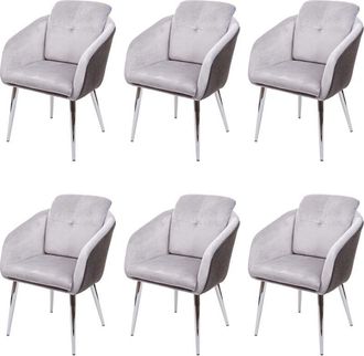 Hhg Nunca Usado] Juego De 6 Sillas De Comedor Hhg 555, Silla De Cocina Silla Tapizada Sill&oacute;n, Imitaci&oacute;n De Cuero Terciopelo Con Apoyabrazos Mvg-certificad