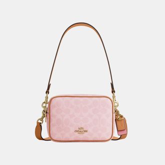 Coach Womens Mini Carey Crossbody Bag In Signature Canvas With Charms - Pink - One Size
