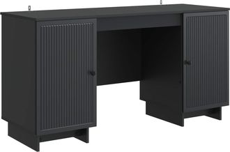 vidaXL Escritorio Negro Madera De Ingenier&iacute;a 142,5 X 50 X 75 Cm Vidaxl