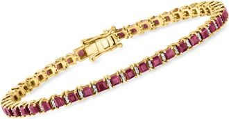 Ross-Simons Ruby Tennis Bracelet With. Diamonds in 18kt Gold Over Sterling