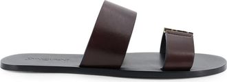 Saint Laurent Cassandre Sandalen - Heren - Sandalen - Bruin - 41 EU - Leer - Schoenen