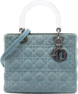 Dior Pre-owned Lady Satchel - Dames - Vintage Handtas - Blauw - ONE Size - Denim - Vintage