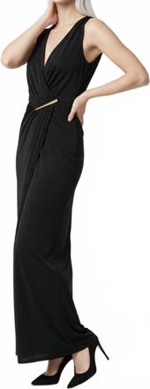 DKNY V-Neck Wrap Maxi Dress In Black