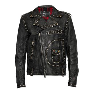 Dsquared2 Leather Jacket with a Vintage Effect - male - Dsquared2 - Leather Jackets - Black - L - Jackets