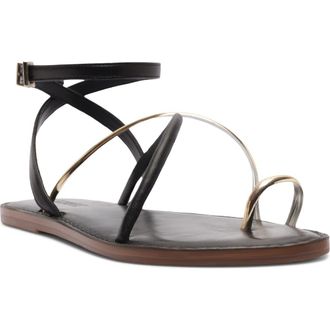 Schutz Valeria Toe Loop Ankle Strap Sandal in Black at Nordstrom, Size 6.5