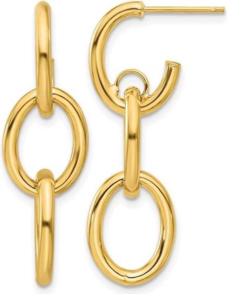 Diamond2Deal 14K Yellow Gold Double Round Drop Dangle Earrings