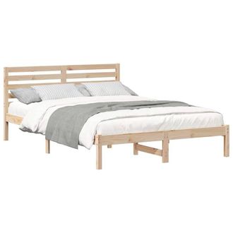 Berkfield Home Elegant with Headboard Brown 140 x 220 cm Solid pine wood in Light Tan