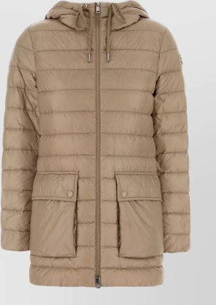 Moncler jasmin long hooded nylon down jacket