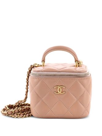 Chanel Classic Top Handle Vanity Case with Chain Quilted Lambskin Mini crossbody bag - Toni neutri
