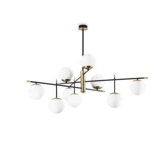 Netlighting GOURMET 9 Light Globe Multi Arm Semi Flush Ceiling Lamp Black in Yellow