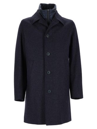 Herno Tailored Dark Blue Zip-Layer Coat