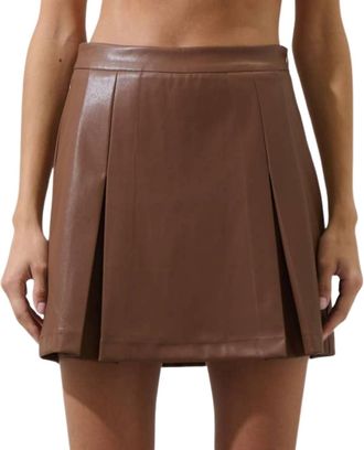 Sugarlips Anisa Leather Calera Mini Skirt In Brown