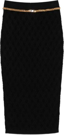 Elisabetta Franchi Ribgebreide Midi Rok - Dames - Midirokken - Zwart - XS - Rokken