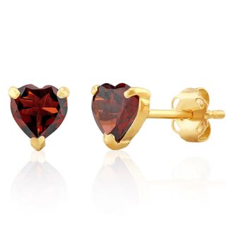 MAX + STONE 14K White or Yellow Gold 3 Prong Heart Shape Gemstone Stud Earrings