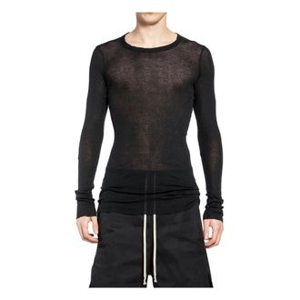 Rick Owens Long Sleeve Tops, male, Black, Size: XL RIB LS T