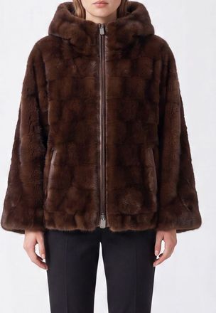 Pinko Giubbotto con cappuccio in pelliccia sintetica con chiusura a zip