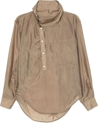 System asymmmetric collar shirt - Brown