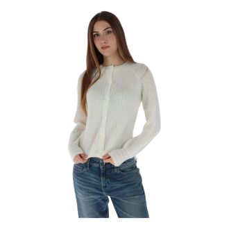 Pepe Jeans London Gebreid vest met knoopsluiting - Dames - Truien - Wit - Maat: S Zijde