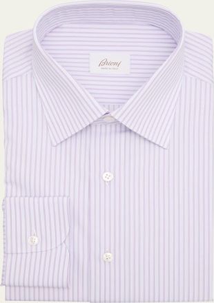 Brioni Mens Cotton Stripe Dress Shirt
