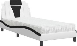vidaXL Cama Viana Con Colch&oacute;n Cuero Sint&eacute;tico Blanco Y Negro 90x190 Cm Vidaxl