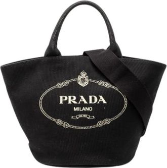 Prada Pre-owned Canvas Satchel - Dames - Vintage Shopper - Zwart - ONE Size - Vintage