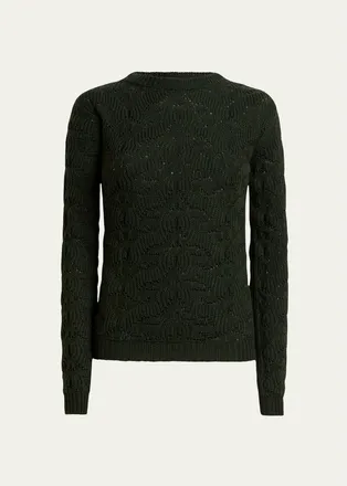 Etro Textured Pointelle Wool Crewneck Sweater
