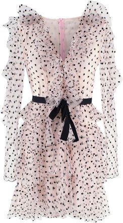 Philosophy di Lorenzo Serafini Philosophy Di Lorenzo Serafini Pink Ruffled Point Desprit Tulle Dress Size XS