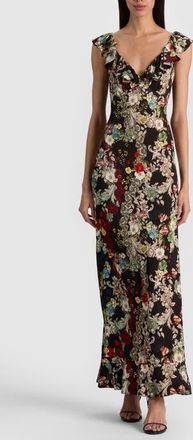 Alice & Olivia Gemma Ruffle Hem Midi Dress in Free Spirit at Nordstrom, Size 12