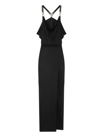 Versace studded-straps maxi dress - women - Viscose/Viscose - 44 - Black