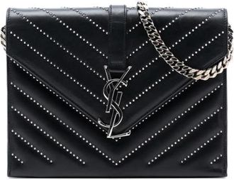 Saint Laurent Pre-owned Studded Leather Crossbody Bag - Dames - Vintage Schoudertas - Zwart - ONE Size - Leer - Vintage
