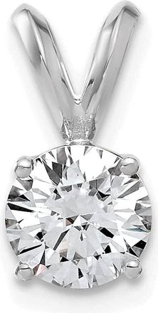 Diamond2Deal 14k White Gold 1ct. 6.5mm Round Moissanite Solitaire Pendant