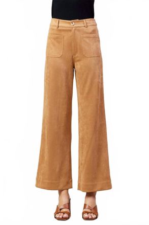 Skies Are Blue Clothing Faux Suede Wide Leg Pants In Camel